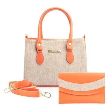 Imagem de Bolsa Colors Laranja Luxo Sacola Transversal Regulavel Ziper - FennySh