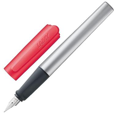 Imagem de Lamy nexx Caneta tinteiro neoncoralred - Caneta tinteiro antiderrapante e mola de aço polido com largura da linha A - Caixa triangular de alumínio - Inclui cartucho de tinta T 10 azul - Destro