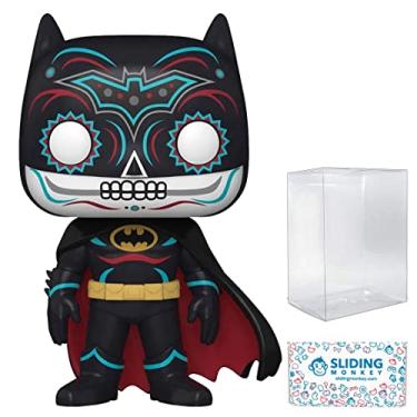 Imagem de Funko Pop! Super Heroes: Dia De Los Muertos Batman Exclusive 3-Piece Bundle - Glow in The Dark DC Collectible Figure #409 with Heavy Duty Sliding Monkey Sorter and Pop Protector - GITD Edition 58180