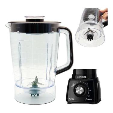 Imagem de 2X Copo Liquidificador Mondial Turbo Power Sangel Preta