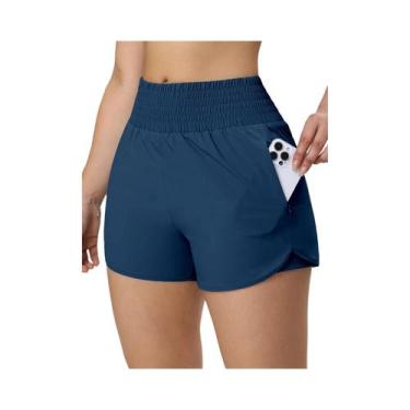 Imagem de Shorts Esportivos De Cintura Alta Para Mulheres 2024 XS-XXL Com Bolsos