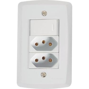 Imagem de Conjunto 4x2 Com 1 Interruptor Simples 10 A 250 V E 2 Tomadas 2p+t 20 A 250 V Lux2 Branco