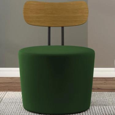 Imagem de Poltrona Redonda Moncler Com Encosto De Madeira - Élpis Móveis Verde