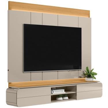 Imagem de Painel Para TV 75 Pol Com Bancada Suspensa Suíça L05 Tauari Off White Brilho - Lyam Decor