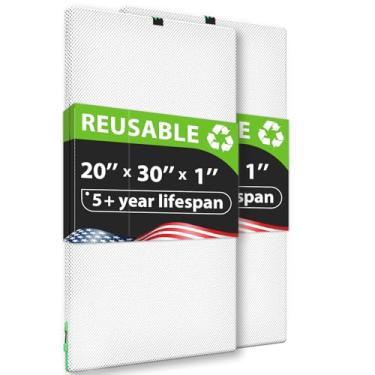 Imagem de REair Kit profissional de filtro de ar 20 x 30 x 1, filtro de ar lavável e reutilizável 50 x 76 x 1 para forno CA HVAC, filtros de ar MERV 8, lavável na máquina e pode ser secado, filtro de ar de