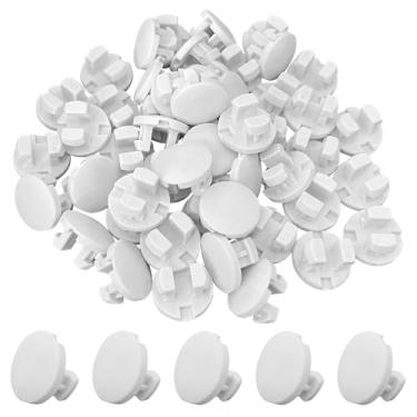 Imagem de 50 peças de botão de cobertura de cabo de trilho inferior, plugue de bloqueio de fita branca, botão de bloqueio de trilho inferior de persiana de plástico para trilhos inferiores de persianas de