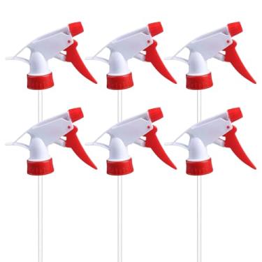 Imagem de 6 peças de bicos de pulverizador de gatilho resistentes 28/400 fios ajustáveis de fluxo de névoa cabeças de pulverização de irrigação substituição superior para garrafas padrão de 227 g/473 ml Limpeza