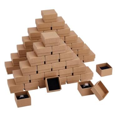 Imagem de BENECREAT 60 caixas de brincos de anel Kraft pequenas, caixas de presente quadradas de papelão, 4 x 4 x 3 cm, para festivais de Natal, casamento, embalagem de joias