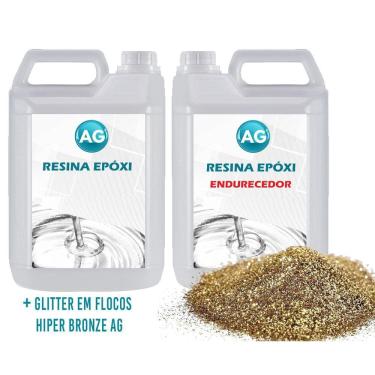 Imagem de Resina Epóxi 1Kg + Glitter Em Flocos Hiper Bronze Ag Baixa E
