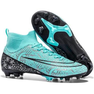 Imagem de Tênis de futebol masculinos de futebol com pontas longas, couro e borr