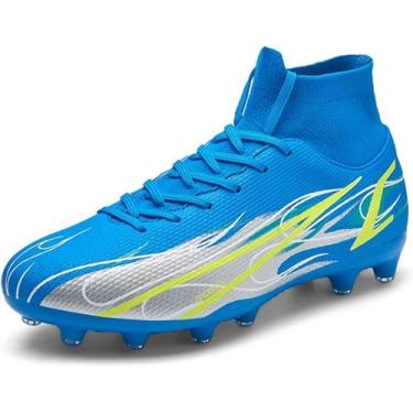 Imagem de Tênis de futebol masculinos de futebol com pontas longas, couro e borr