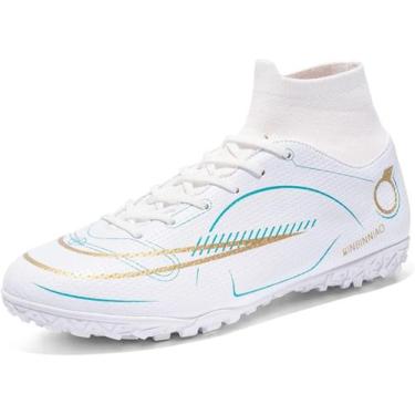 Imagem de Tênis de futebol masculinos de competição de couro com pontas longas -