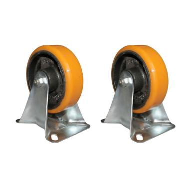 Imagem de Kit 2 Rodinhas 127Mm Ferro Com Poliuretano 5`` Placa Fixa