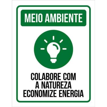 Imagem de Placa Sinalização Meio Ambiente - Economize Energia 36X46