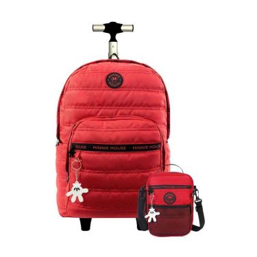 Imagem de Kit Escolar Mochila De Rodas+Lancheira Vermelho Minnie Mouse