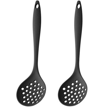 Imagem de Escumadeira De Silicone Preta Grande Kit 02 Un