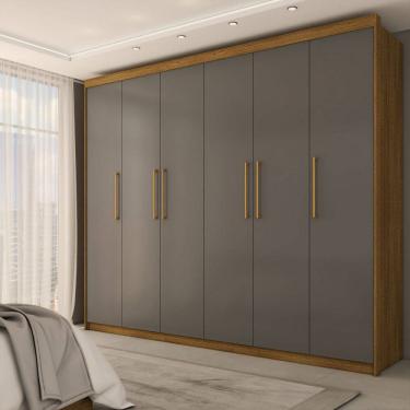 Imagem de Guarda-Roupa Casal Florada 6 Portas 6 Gavetas Natural/Champanhe - Panorama Móveis