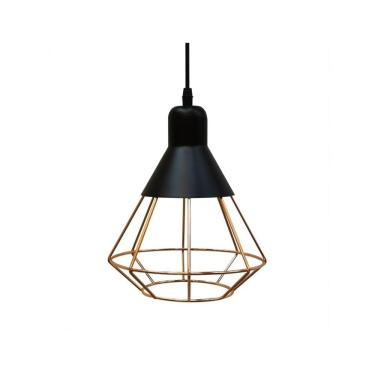Imagem de Luminária pendente Retro Art Deco Metal Black Cage Copper