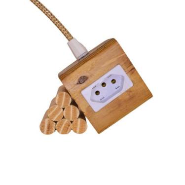 Imagem de Extensão Madeira Régua Elétrica 1 Tomada Branca - Mycena Studio