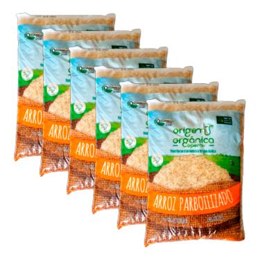 Imagem de Kit 6X: Arroz Agulhinha Longo Parboilizado Origem Orgânica 1kg