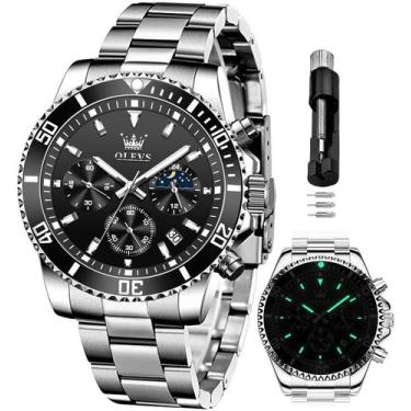 Imagem de Relógio OLEVS Black Chronograph Moon Phase Quartz para homens
