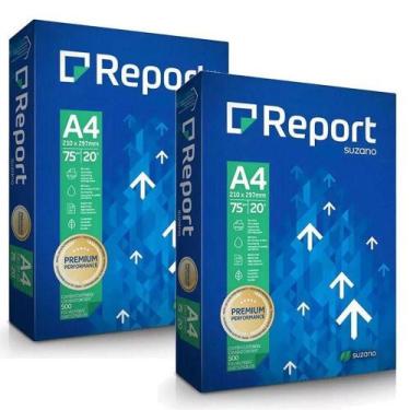 Imagem de Papel Sulfite A4 75g 500 Folhas Premium Branco 2 Unidades - Report - O