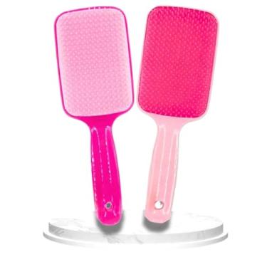 Imagem de Kit 2 Escovas Raquete Mágica para Cabelo Desembaraçadora Flex Macia para Pentear Pente Fashion(PINK/ROSA BEBÊ)