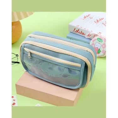 Imagem de Estojo de lápis azul com 9 camadas, porta-lápis espaçoso para organizar materiais de escritório