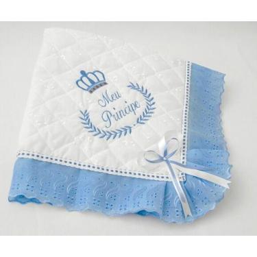 Imagem de Manta para Bebê Menino Azul Bebê Meu Principe - Manta Laise Bordada 10