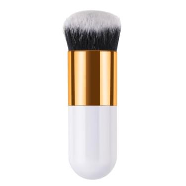 Imagem de Pincel de base grande - Pincel Kabuki de topo plano profissional macio para líquido, creme, pincel de blush corretivo em pó facial