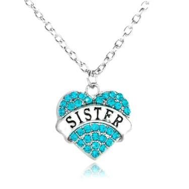 Imagem de Colares de irmã com strass e coração para irmãs, presentes de Natal, aniversário, One Size, Aço inoxidável, Sem Pedra Preciosa