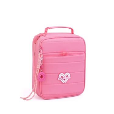 Imagem de Estojo Box Escolar Grande Com Divisórias Internas Canetinhas (Rosa)