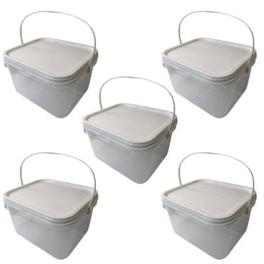 Imagem de Balde Alça Plastica Para Slime Transparente 2.4L-Kit 5 Pçs