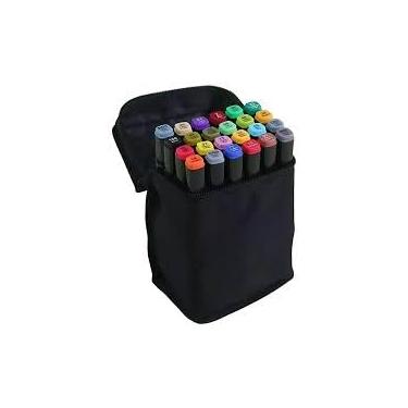 Imagem de Kit Canetinhas Para Pintar Bobbie Goods; Caneta Marcador Permanente Para Colorir; Estojo Para Desenho Profissional 24 Cores;não tóxicas ;Conjunto Kit De Canetinhas Pontas Duplas Cores Vivas- SEVEN-