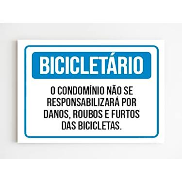 Imagem de Placa de sinalização bicicletário condominios aviso A4 20X29