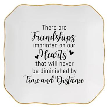 Imagem de Spegiffu Presentes de amizade para mulheres, bijuterias, anel de prato - há amizades impressas em nossos corações... Presente de aniversário exclusivo para melhores amigas, Natal, Dia dos Namorados