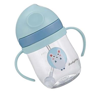 Imagem de SPYMINNPOO Copo de Palha Infantil, à Prova de Vazamentos, Em Forma de V, Copo de bebê Com Canudo, para Casa e Viagens, Plástico para PC (Azul)