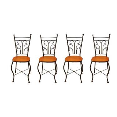 Imagem de Cadeira de Jantar Para Mesa de chá Conjunto com 6 Estilo Industrial Ru