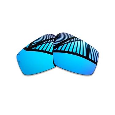 Imagem de MYCOURAG Lentes de reposição polarizadas com proteção UV para óculos de sol Oakley Massillon – Azul gelo espelhado revestido polarizado