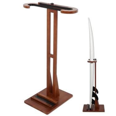 Imagem de LINGVUM Suporte para prancha de surf, rack de prancha de surfe de madeira de faia com design de piso, suporte de armazenamento independente para prancha de surf para shortboard e longboard (marrom)