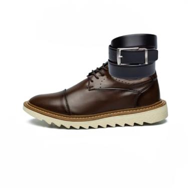 Imagem de Verona Sapato Social Oxford Masculino em Couro, Marrom e Preto, Estilo Brogue com Cinto Tratorado, Design Confortável (Conhaque Off, BR, Adulto, Numérico, 38)