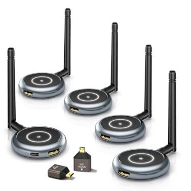 Imagem de AIMIBO Transmissor HDMI sem fio e 4 receptores, 5,8 G a 60 Hz, extensor de várias TVs HDMI sem fio Plug & Play para transmitir vídeo/áudio de laptop, câmera, caixa de TV para TVs, projetores