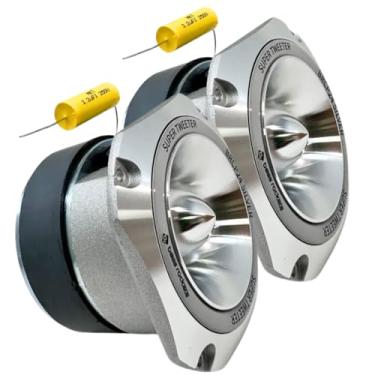 Imagem de Bass Rockers BRCP24 Silver Tweeter Bullet 10.1 cm, 400W Peak/200W RMS, corpo de alumínio fundido de 8 Ohm, alto rendimento (até 110 dB), resposta de frequência 4kHz-20kHz (prata - pacote com 2)