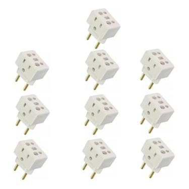 Imagem de Kit 10 Adaptadores de Tomada 10A/20A 250V – Padrão Novo e Antigo – Universal 2P e 2P+T – Modelo Bob Benjamin
