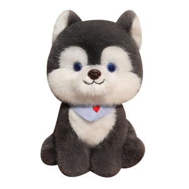Imagem de Brinquedo de pelúcia Cachorro de desenho animado fofo Husky com bandana de 35 cm