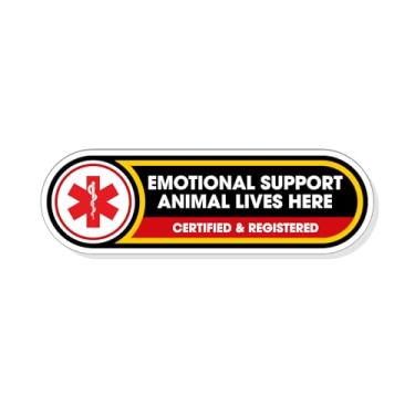 Imagem de Adesivo Emotional Support Animal Lives Here | Placa de conscientização da ESA | Conjunto de 1 decalques de vinil à prova d'água para casa | 6,3 cm x 20,3 cm (grande)