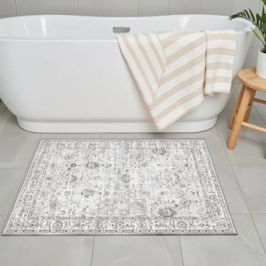 Imagem de Tapetes de área 61 x 43 cm, tapete de entrada para decoração de casa, tapete de porta pequeno para banheiro, tapete de banheira floral ultrafino antiderrapante para pia, chuveiro, porta, banheira, pia