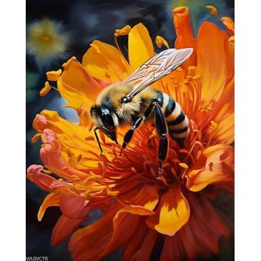 Imagem de WUIVCTR Conjunto de pintura em tela Paint by Numbers, uma abelha animal fofa, kits de pintura para adultos DIY por números em tela, pintura de desenho com pincéis, 40 x 50 cm