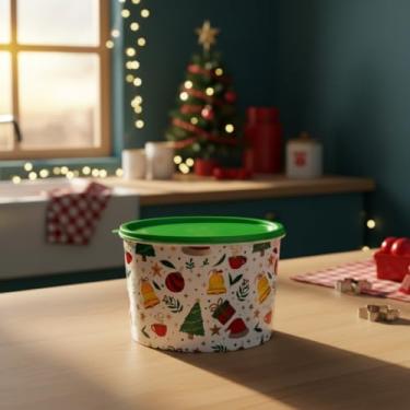 Imagem de Pote Plastico Natal 2 Litros 2 Unidades Porta Mantimentos Doces Biscoitos Estampa decorada(Pote Branco Unidade)