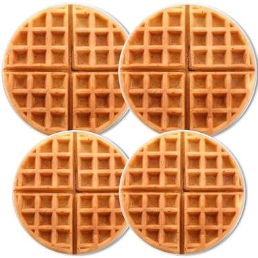Imagem de Conjunto de 4 capas redondas de queimador de fogão a gás, capas engraçadas de queimador de fogão elétrico com estampa de waffles, 20 cm e 25 cm, tampa superior de fogão de metal decorativa